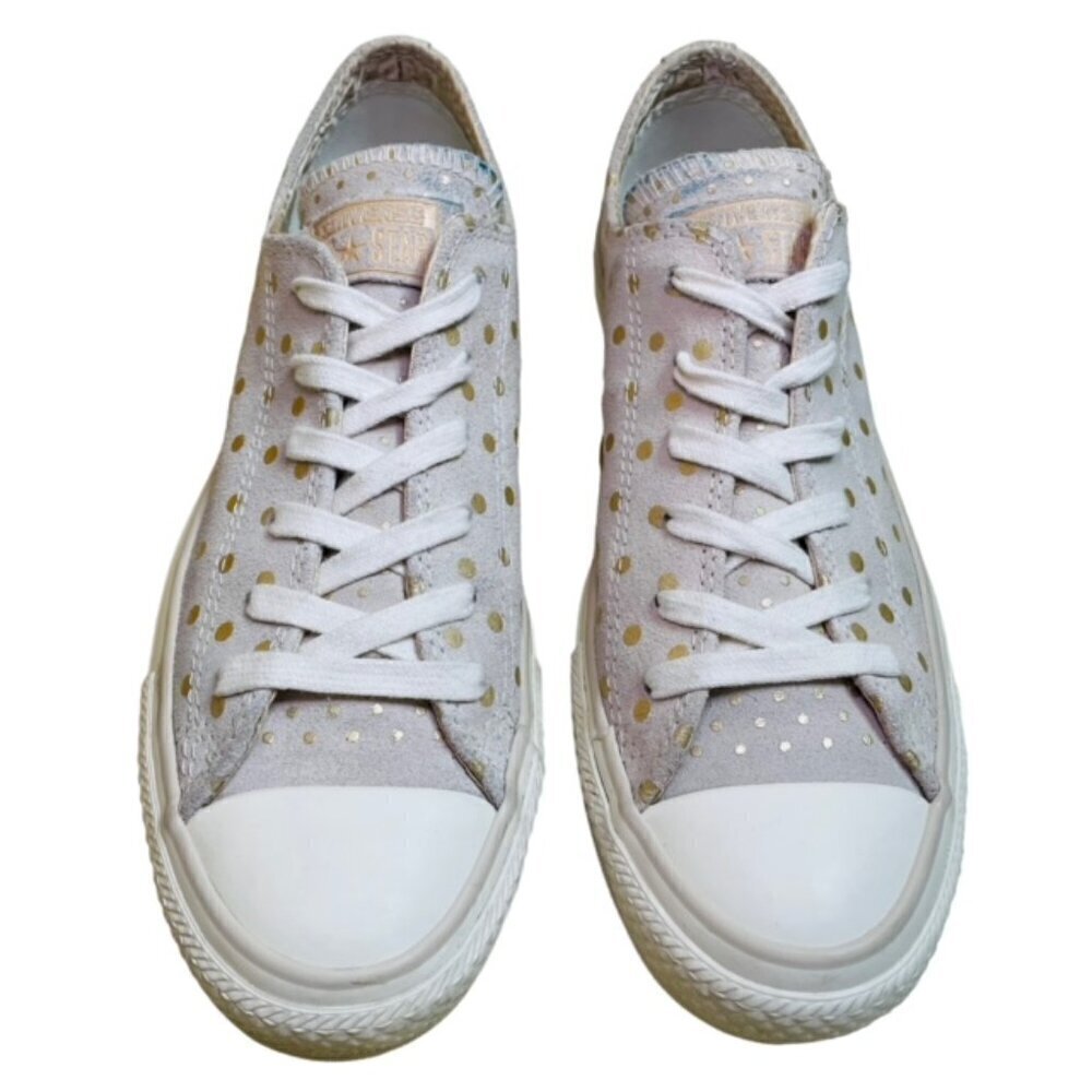 CONVERSE Chuck Taylor All Star Suede Leather Gold Polka Dot Sneakers - Size 7 - Picture 2 of 9